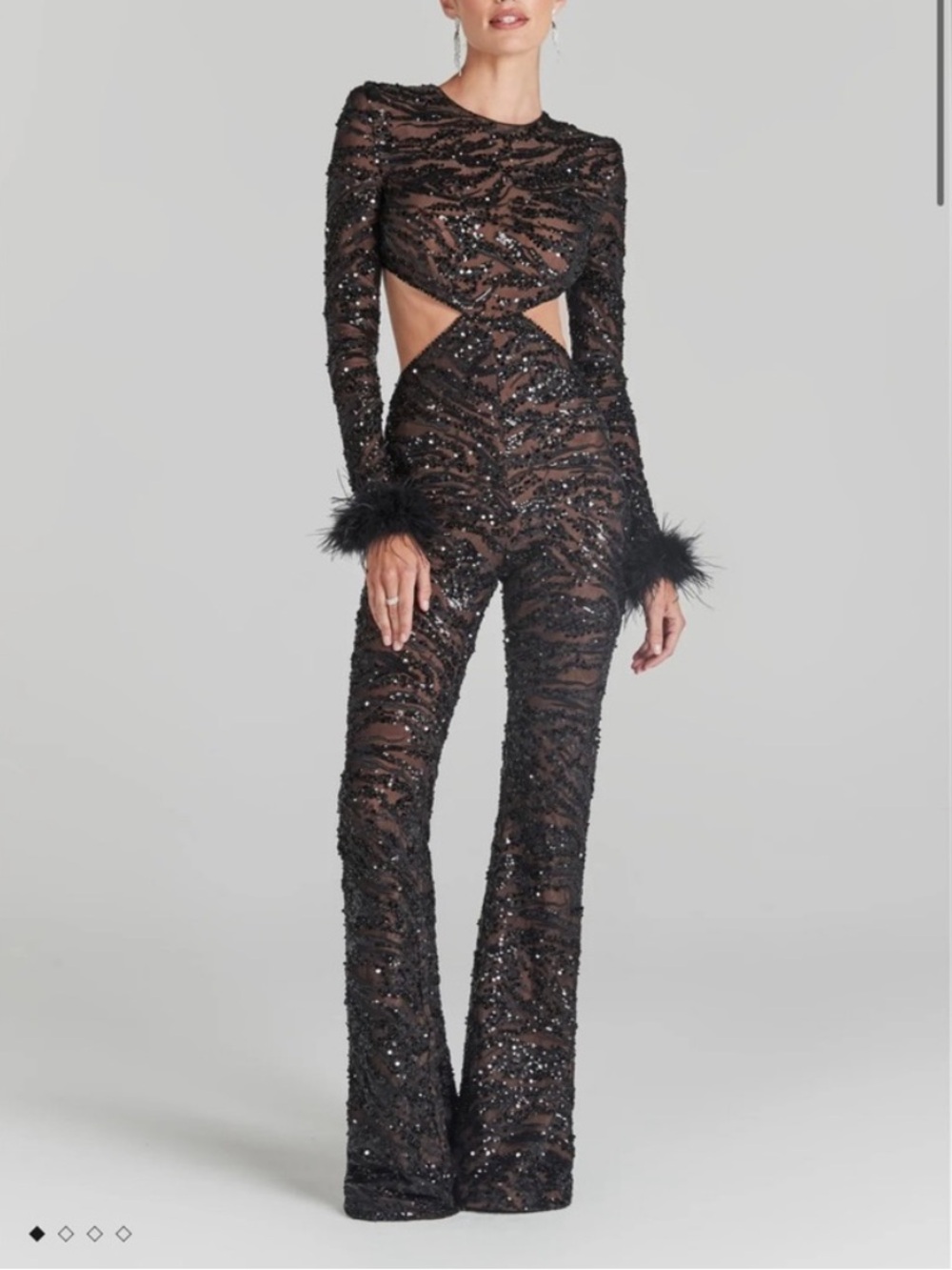 Nadine Merabi Selena Black Jumpsuit LARGE